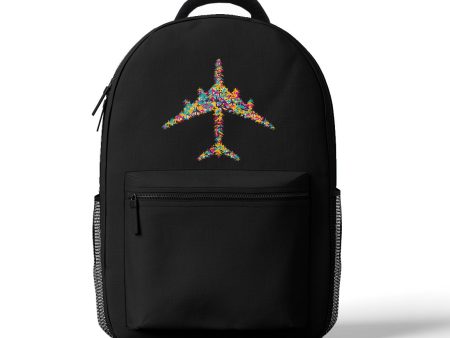 Colourful Airplane Designed 3D Backpacks Online Hot Sale